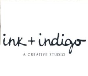 Ink + Indigo ink + indigo logo. A mixed media fine arts studio
