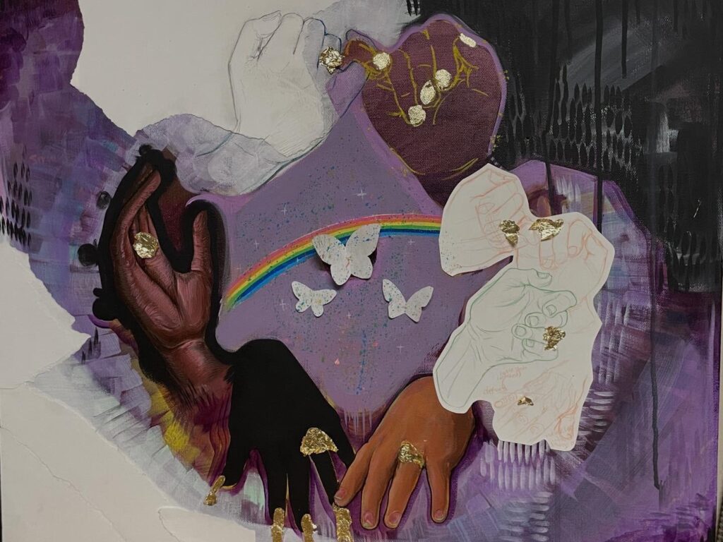 Acrylic and collage piece done by Ileana Kuran for the Black Excellence Banquet