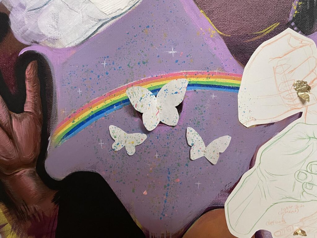 Close up of Ileana Kuran's Black Excellence Banquet piece, specifically the center of the image.